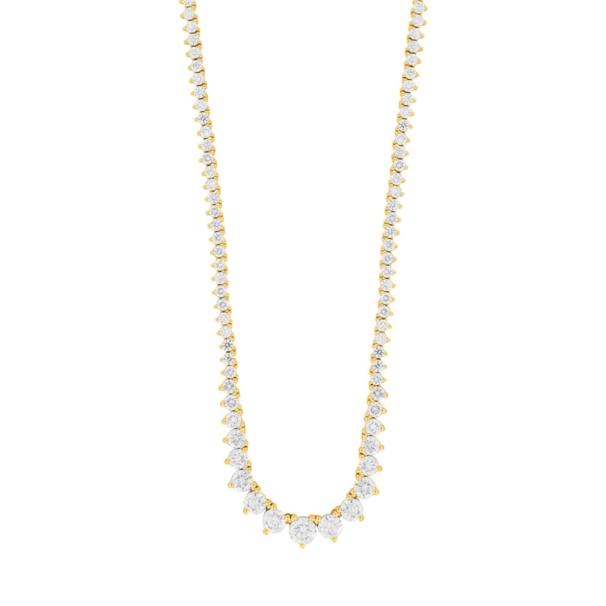 LADIES NECKLACE 7CT ROUND DIAMOND 14K YELLOW GOLD