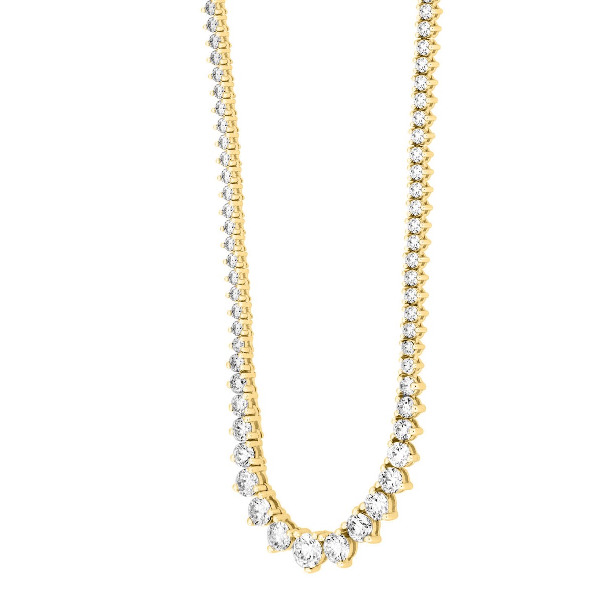 LADIES NECKLACE 7CT ROUND DIAMOND 14K YELLOW GOLD