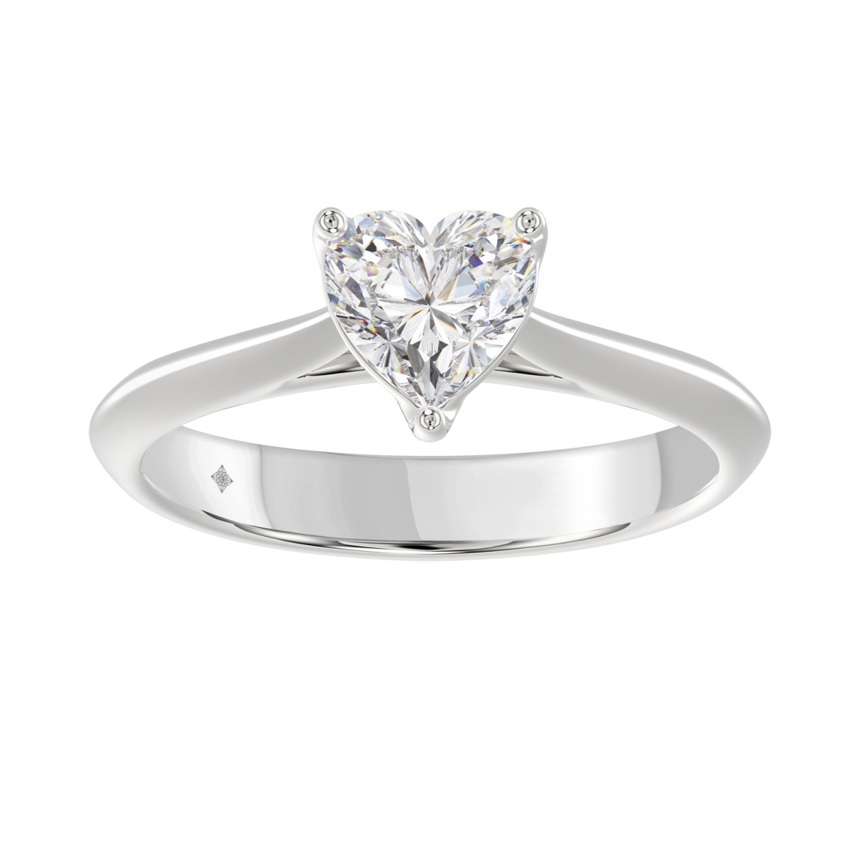 14K WHITE GOLD 1CT HEART DIAMOND LADIES SOLITAIRE RING