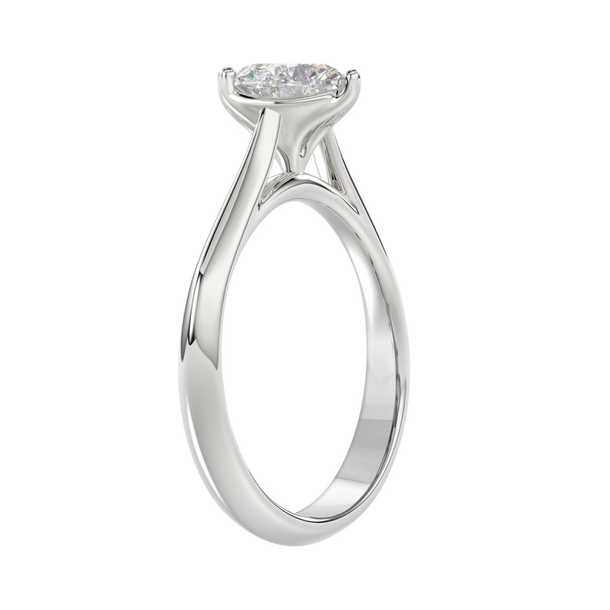 14K WHITE GOLD 1CT HEART DIAMOND LADIES SOLITAIRE RING