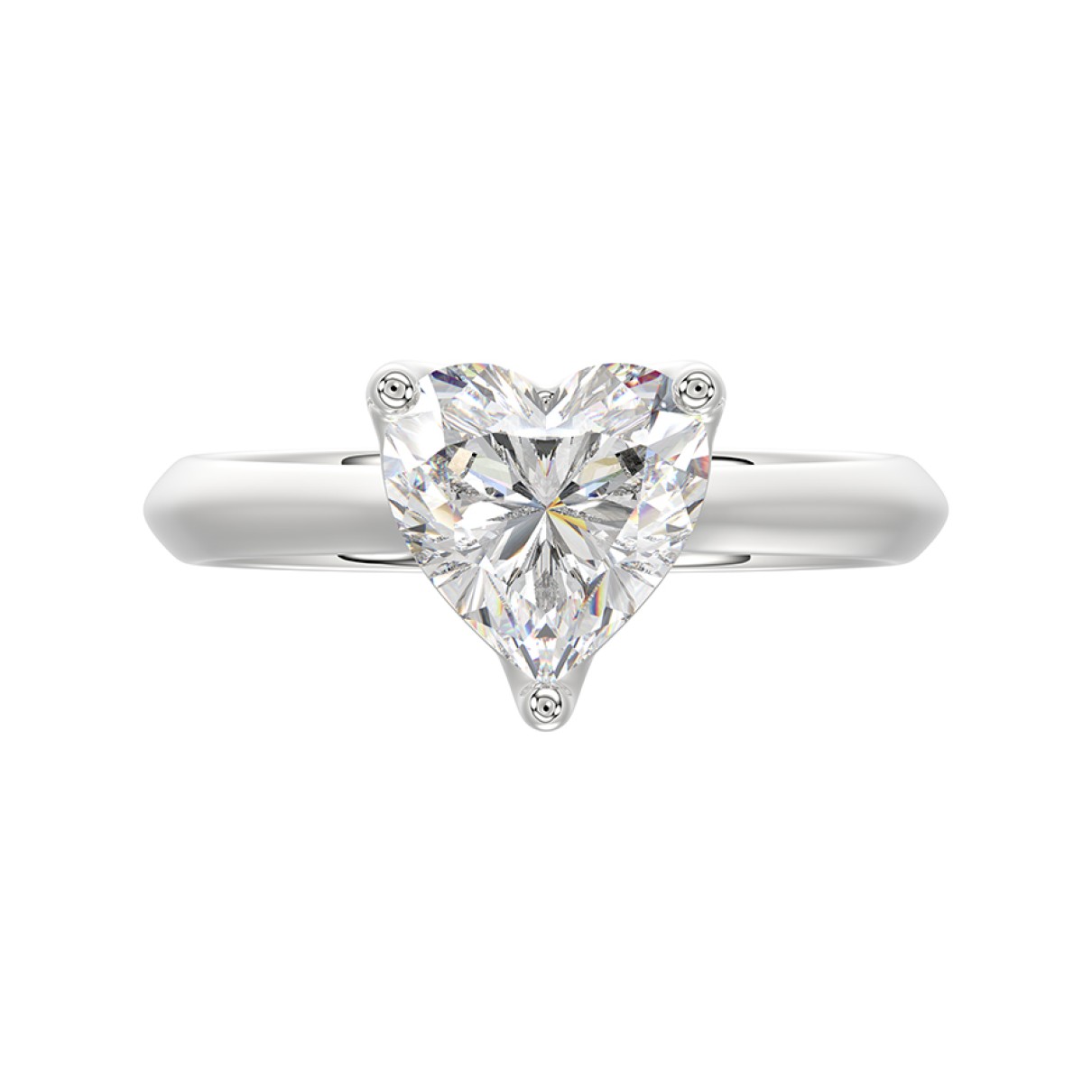 14K WHITE GOLD 1CT HEART DIAMOND LADIES SOLITAIRE RING