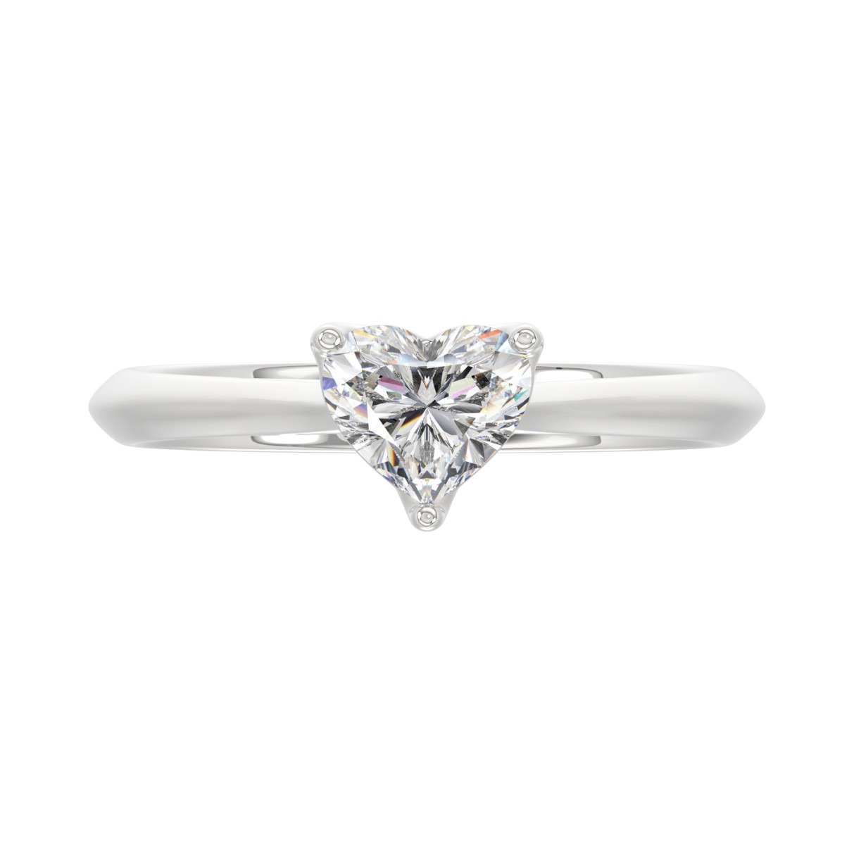 14K WHITE GOLD 1CT HEART DIAMOND LADIES SOLITAIRE RING