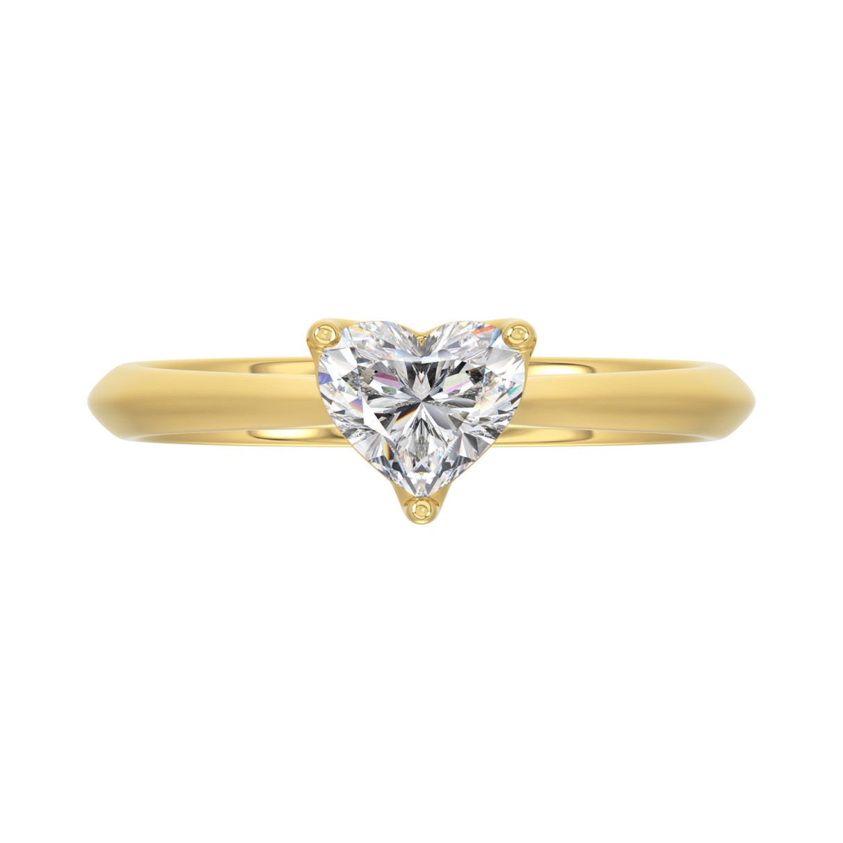 14K YELLOW GOLD 1CT HEART DIAMOND LADIES SOLITAIRE RING