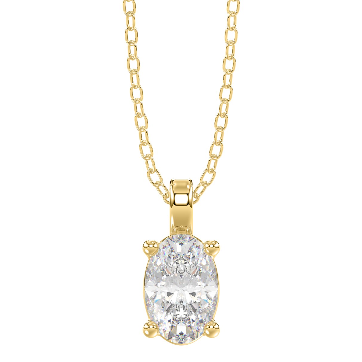 LADIES PENDANTS 1CT OVAL DIAMOND 14K YELLOW GOLD...