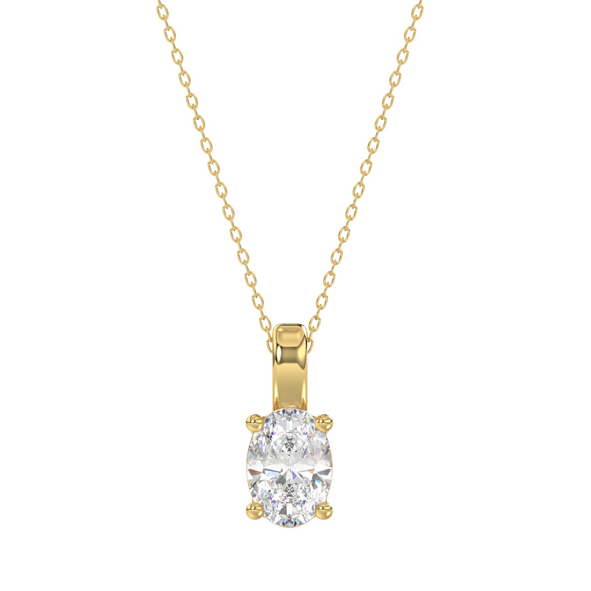 LADIES PENDANTS 1CT OVAL DIAMOND 14K YELLOW GOLD...