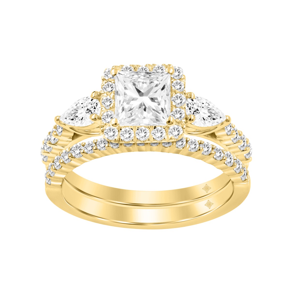 LADIES BRIDAL SET 2CT ROUND/PRINCESS/PEAR  DIAMOND...