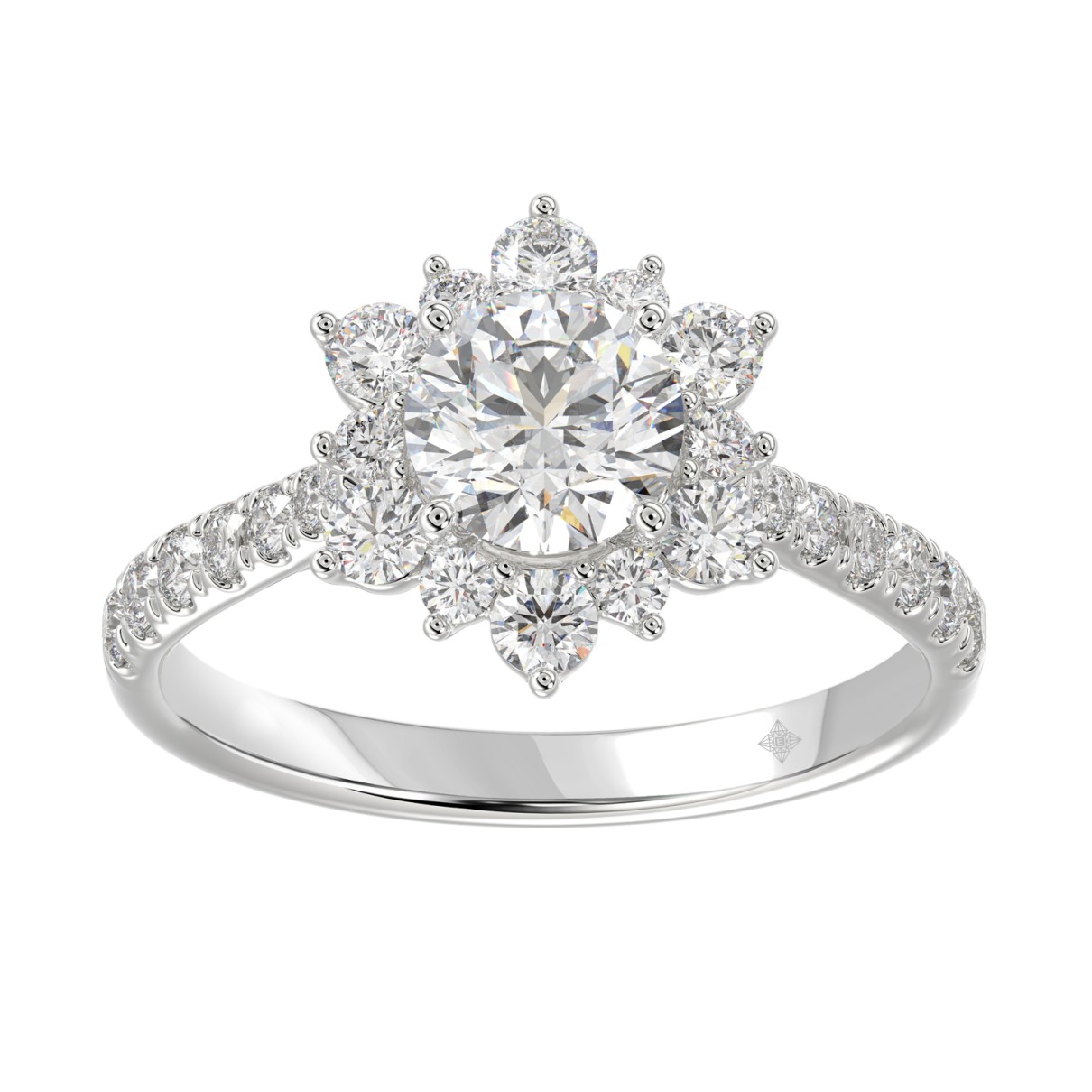 LADIES RING 1 3/4CT ROUND DIAMOND 14K WHITE GOLD (...