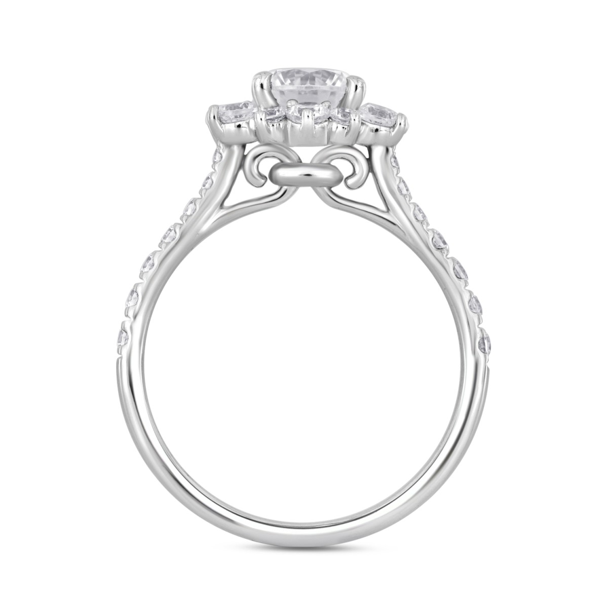 LADIES RING 1 3/4CT ROUND DIAMOND 14K WHITE GOLD (CENTER STONE ROUND DIAMOND 1CT )