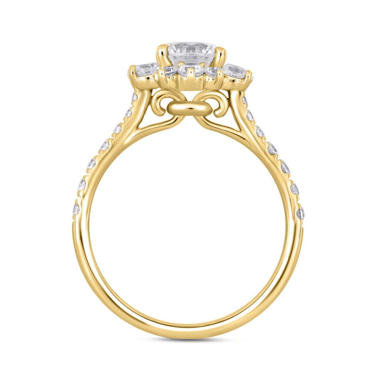 LADIES RING 1 3/4CT ROUND DIAMOND 14K YELLOW GOLD (CENTER STONE ROUND DIAMOND 1CT )