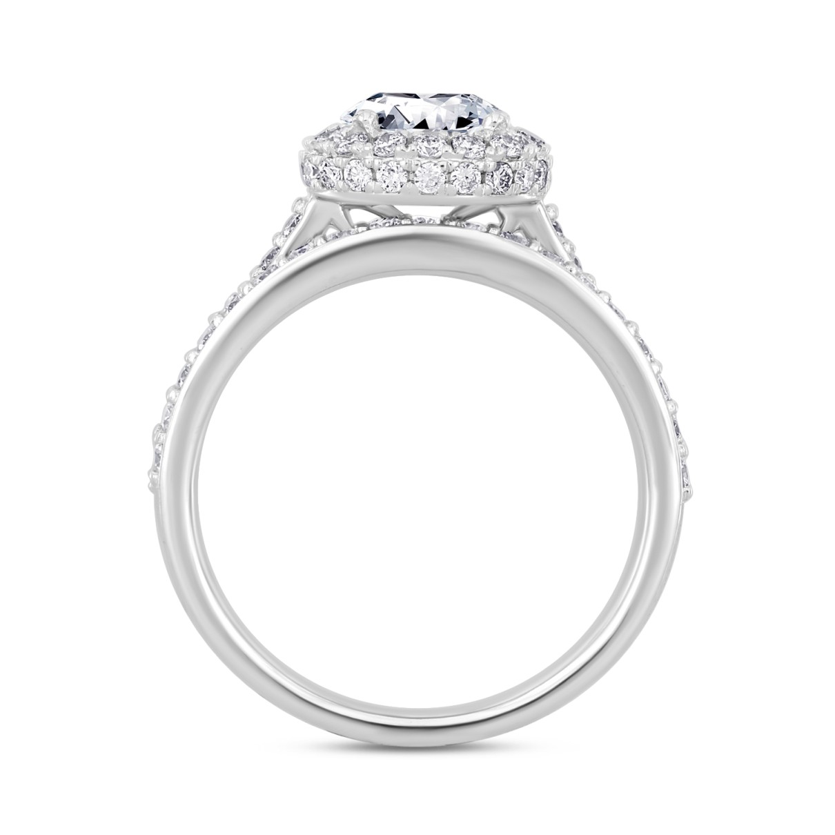 LADIES BRIDAL SET 1 3/4CT ROUND DIAMOND 14K WHITE GOLD (CENTER STONE ROUND DIAMOND 1CT )