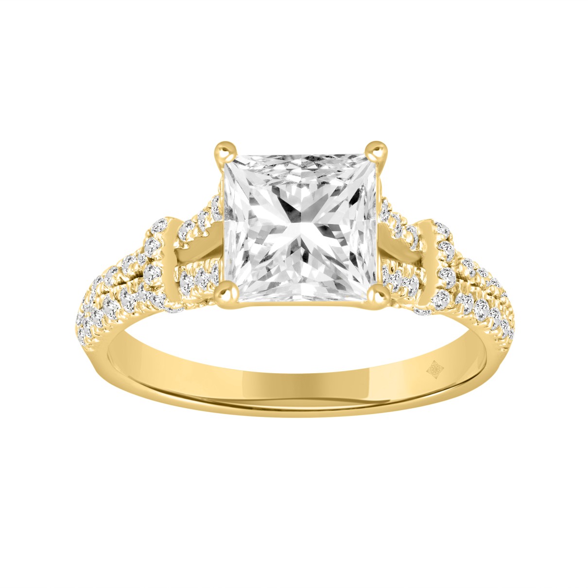 LADIES RING 1 3/4CT ROUND/PRINCESS DIAMOND 14K YELLOW GOLD (CENTER STONE PRINCESS DIAMOND 1 1/2CT )