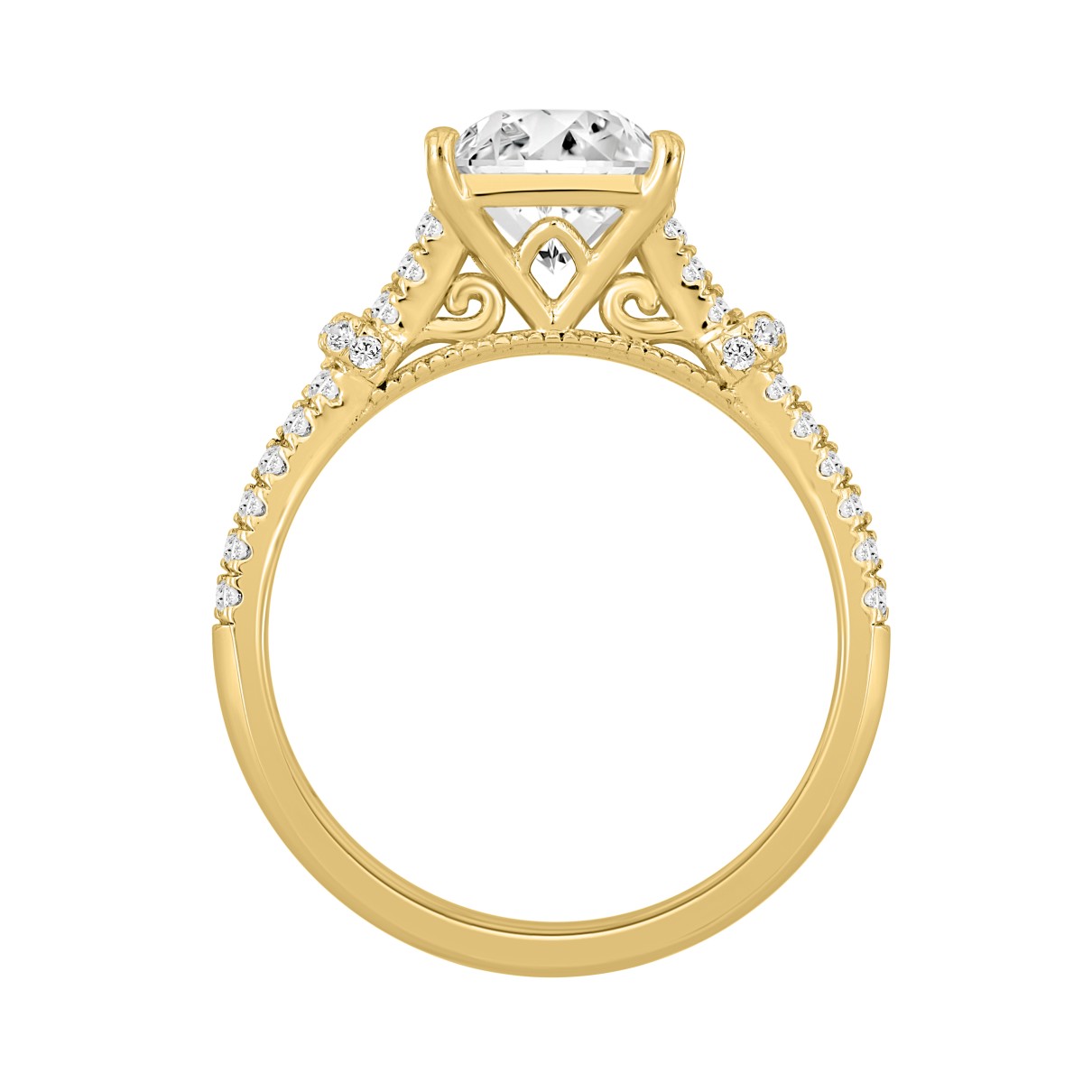 LADIES RING 1 3/4CT ROUND/PRINCESS DIAMOND 14K YELLOW GOLD (CENTER STONE PRINCESS DIAMOND 1 1/2CT )