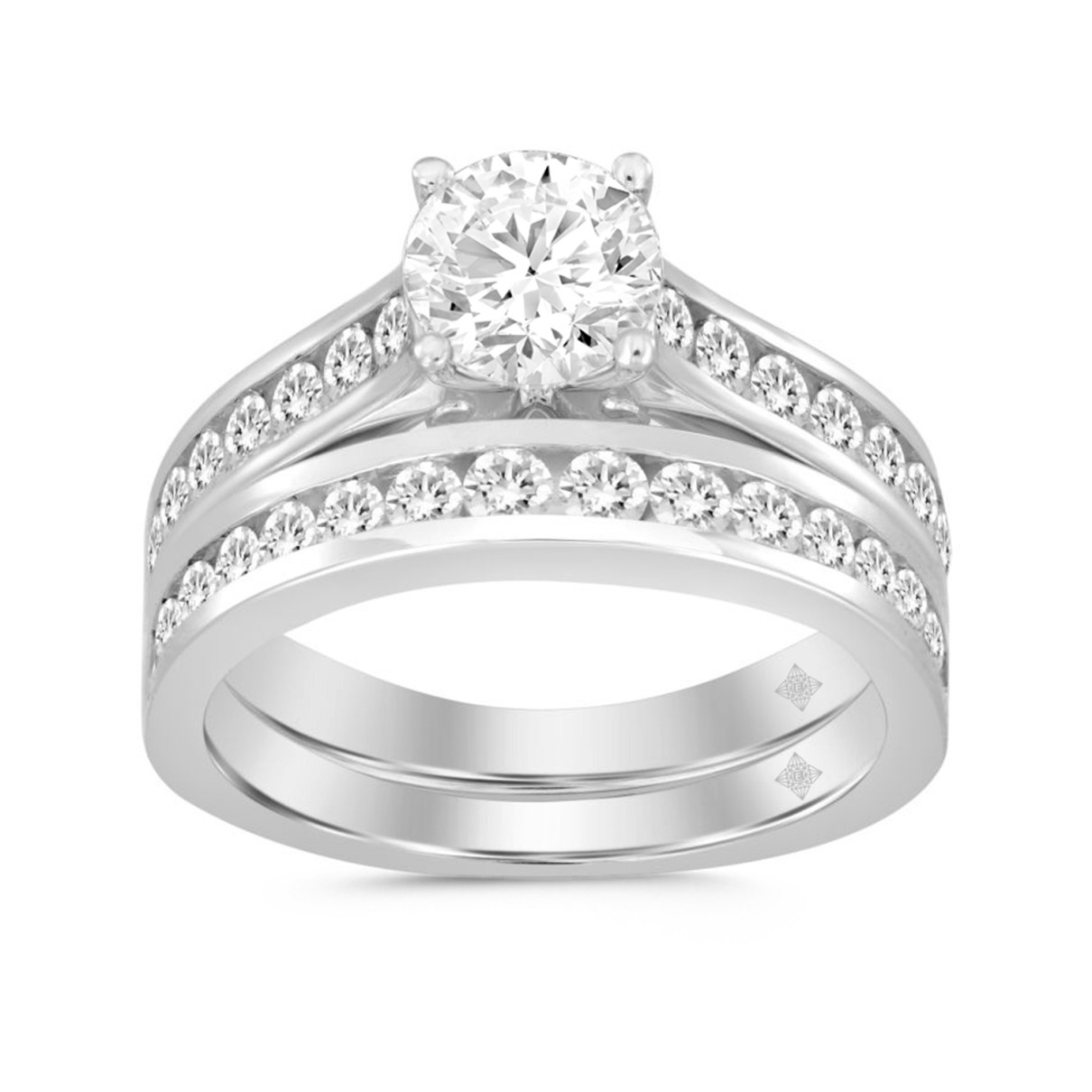 LADIES BRIDAL SET 2CT ROUND DIAMOND 14K WHITE GOLD...