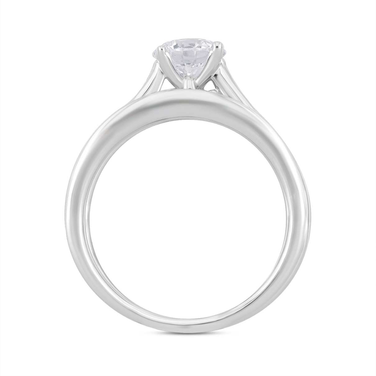 LADIES BRIDAL SET 2CT ROUND DIAMOND 14K WHITE GOLD (CENTER STONE ROUND DIAMOND 1CT )