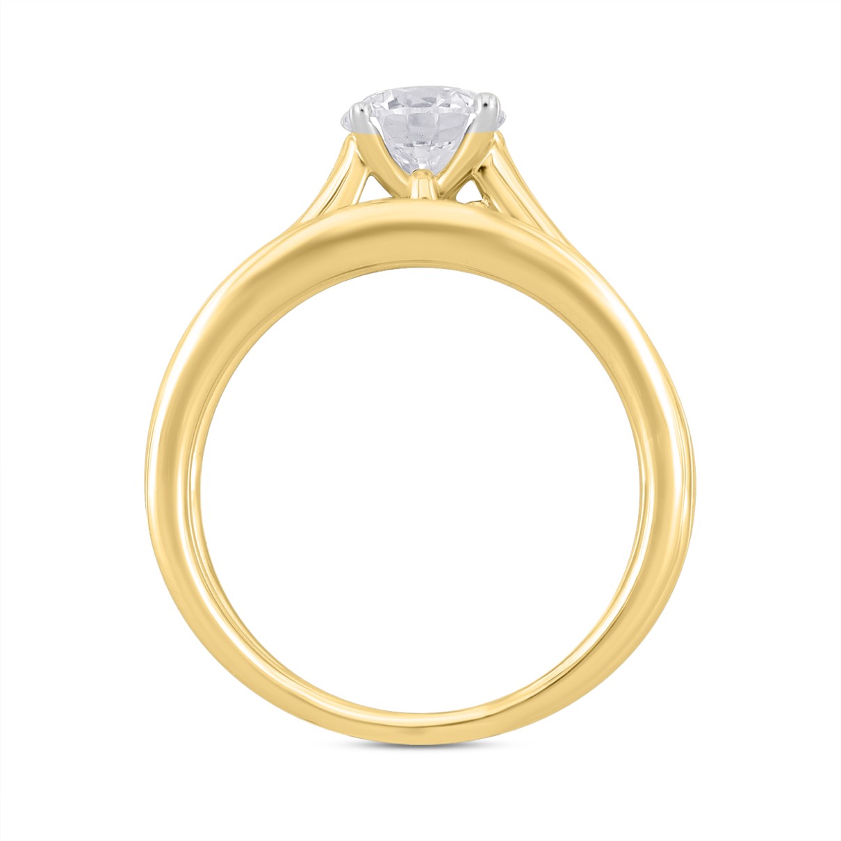 LADIES BRIDAL SET 2CT ROUND DIAMOND 14K YELLOW GOLD (CENTER STONE ROUND DIAMOND 1CT )