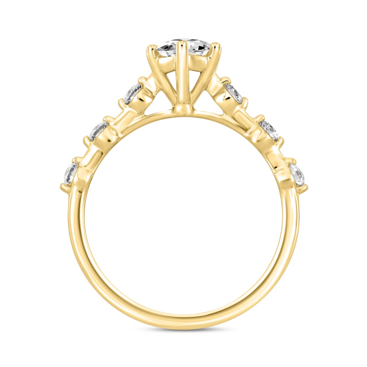 18K YELLOW GOLD 1 1/4CT ROUND/MARQUISE DIAMOND LADIES RING (CENTER STONE MARQUISE DIAMOND 1CT)