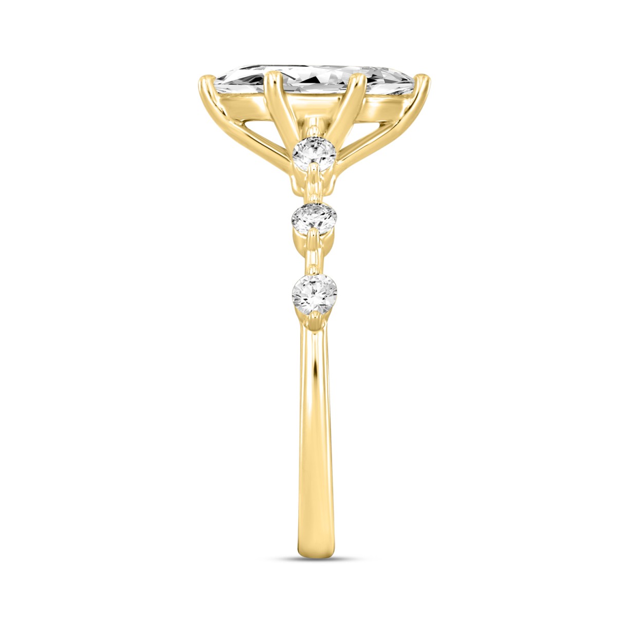 14K YELLOW GOLD 1 1/4CT ROUND/MARQUISE DIAMOND LADIES RING (CENTER STONE MARQUISE DIAMOND 1CT)