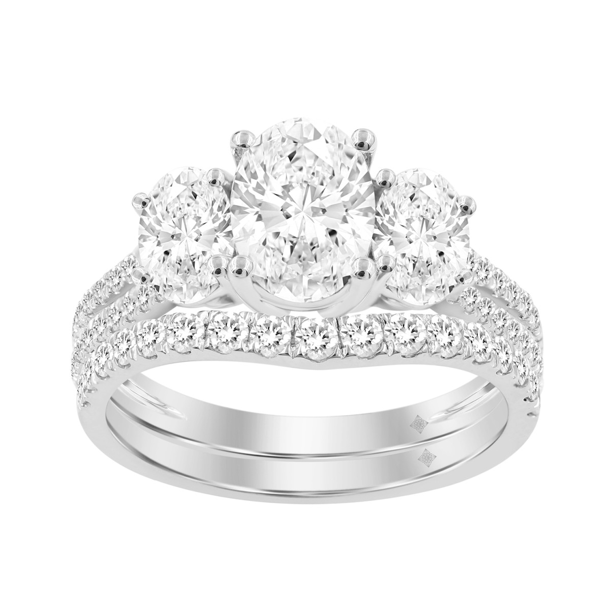 LADIES BRIDAL SET 2 3/8CT ROUND/OVAL DIAMOND 14K W...