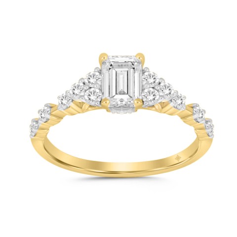 LADIES RING 1 1/2CT ROUND/EMERALD DIAMOND 14K YELLOW GOLD (CENTER STONE EMERALD DIAMOND 1CT) LADIES RING 1 1/2CT ROUND/EMERALD DIAMOND 14K YELLOW GOLD (CENTER STONE EMERALD DIAMOND 1CT)