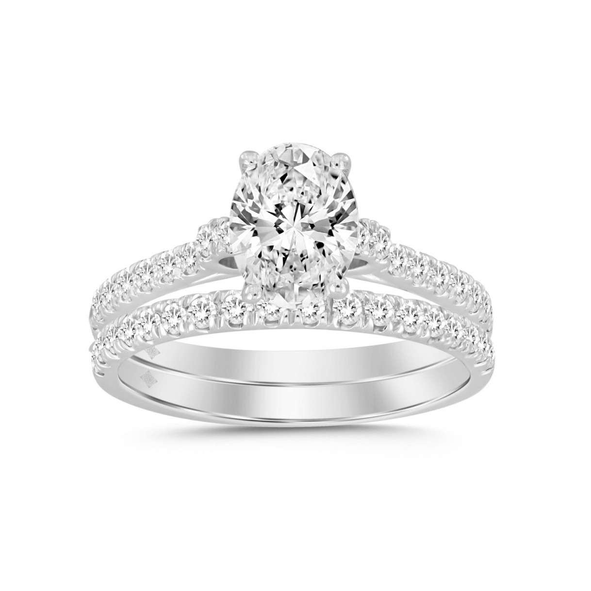 14K WHITE GOLD 1 1/2CT ROUND/OVAL DIAMOND LADIES B...