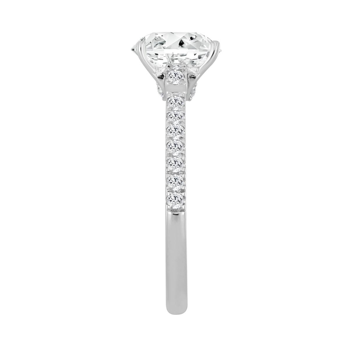 LADIES BRIDAL SET 1 1/2CT ROUND/OVAL DIAMOND 14K WHITE GOLD (CENTER STONE OVAL DIAMOND 1CT)