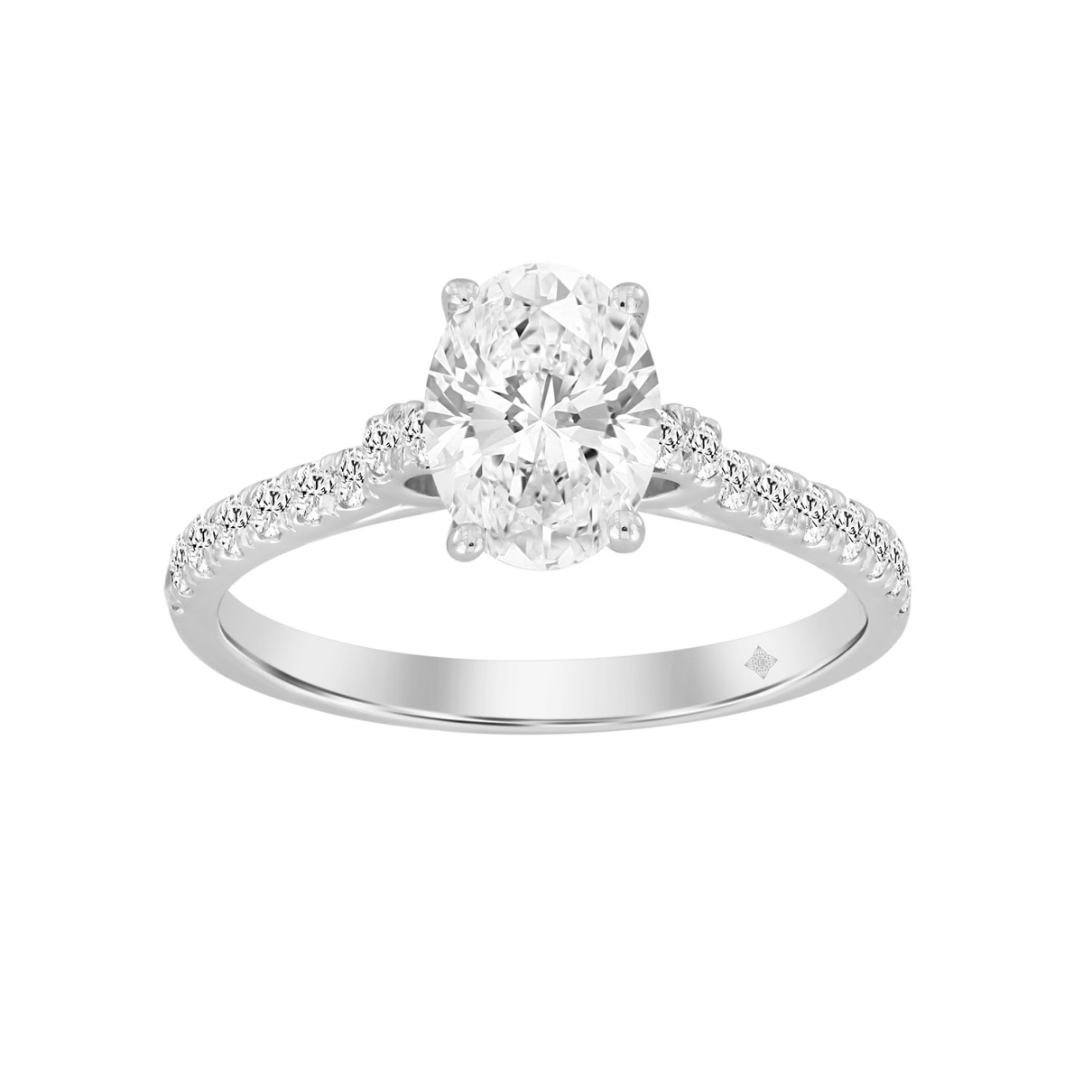 LADIES BRIDAL SET 1 1/2CT ROUND/OVAL DIAMOND 14K WHITE GOLD (CENTER STONE OVAL DIAMOND 1CT)