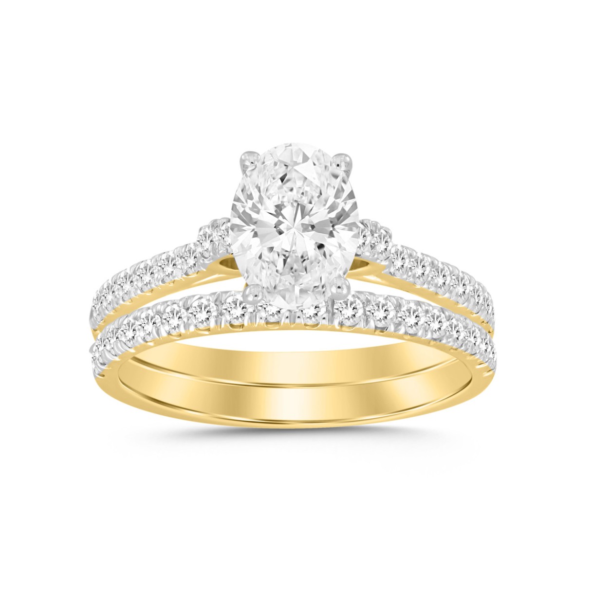 14K YELLOW GOLD 1 1/2CT ROUND/OVAL DIAMOND LADIES ...