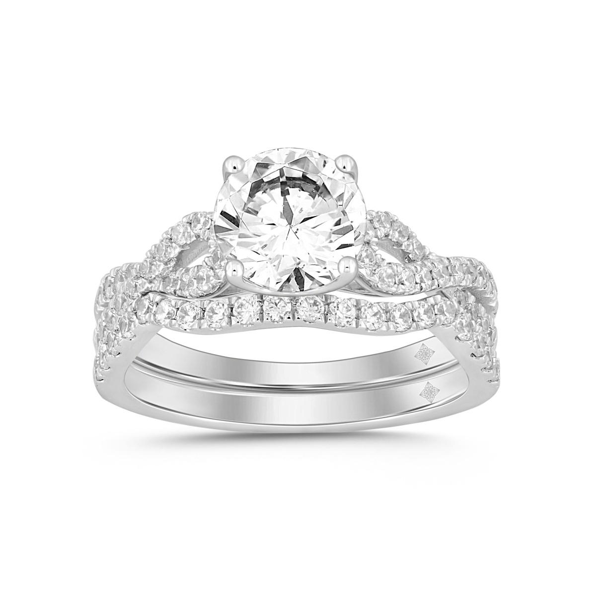 LADIES BRIDAL SET 2CT ROUND DIAMOND 14K WHITE GOLD (CENTER STONE ROUND DIAMOND 1 1/2CT )