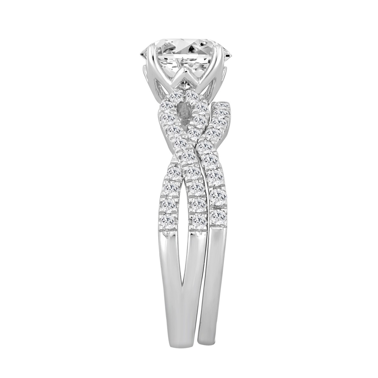 14K WHITE GOLD 2.00CT ROUND DIAMOND LADIES BRIDAL SET (CENTER STONE ROUND DIAMOND 1 1/2CT)