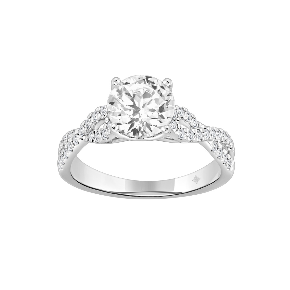 LADIES RING 1 3/4CT ROUND DIAMOND 14K WHITE GOLD (CENTER STONE ROUND DIAMOND 1 1/2CT )