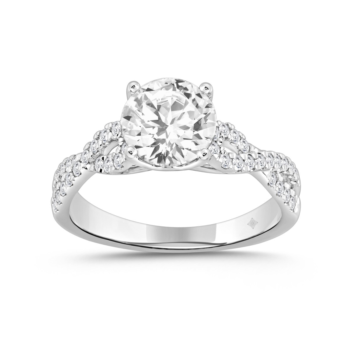 LADIES BRIDAL SET 2CT ROUND DIAMOND 14K WHITE GOLD (CENTER STONE ROUND DIAMOND 1 1/2CT )