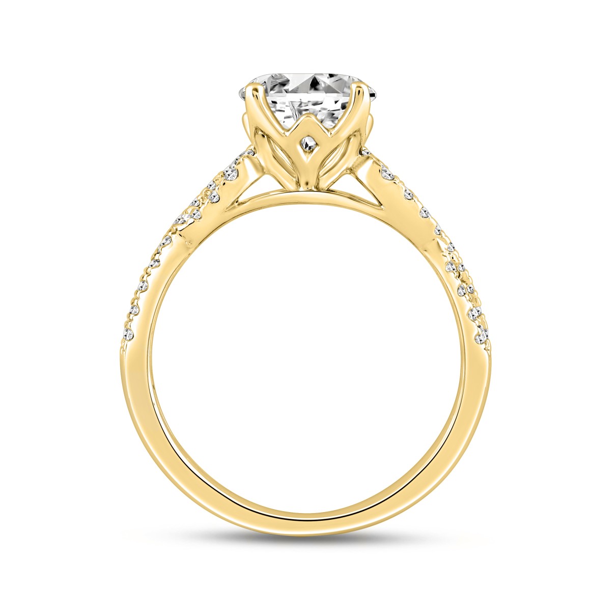 LADIES BRIDAL SET 2CT ROUND DIAMOND 14K YELLOW GOLD (CENTER STONE ROUND DIAMOND 1 1/2CT )