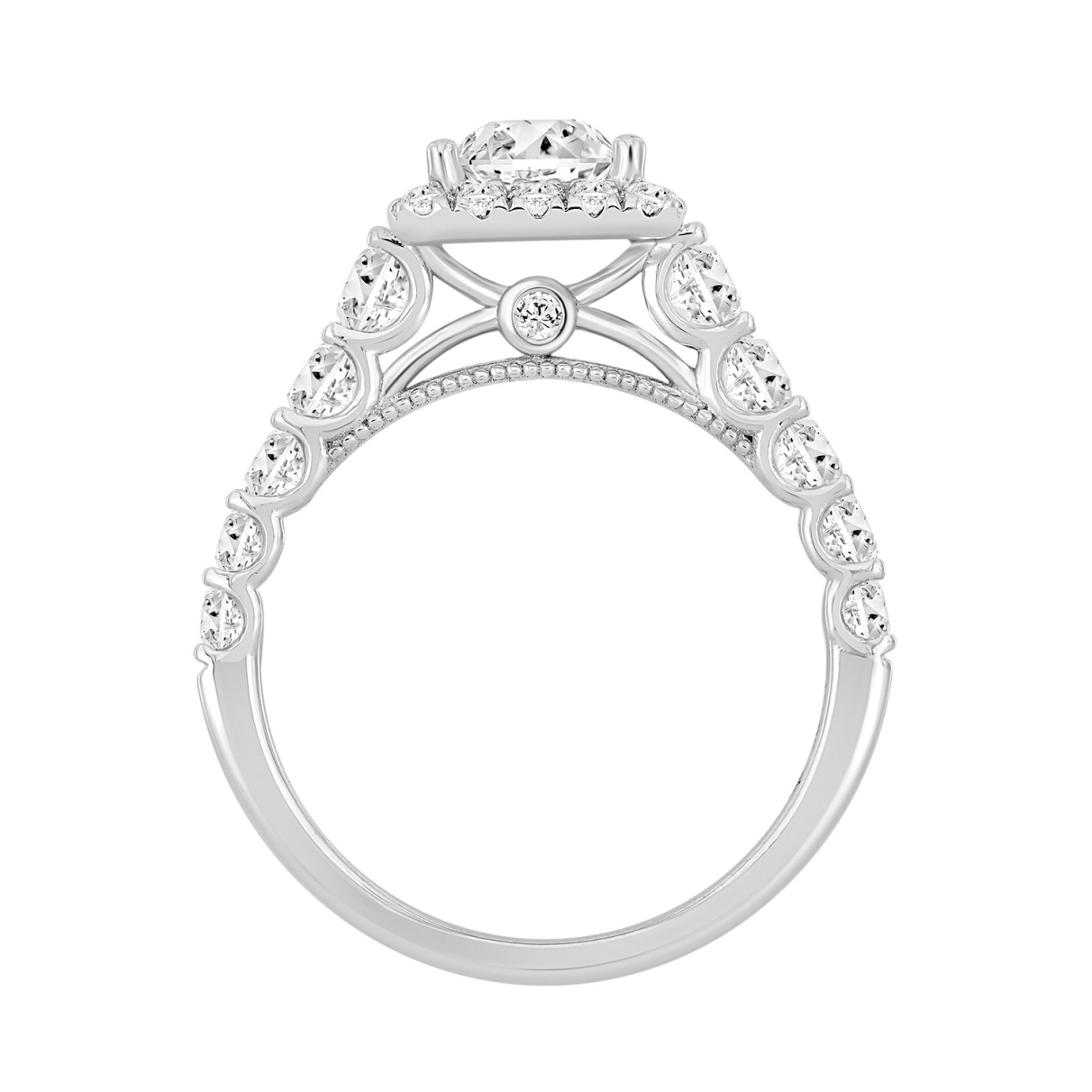 LADIES BRIDAL SET 2 1/2CT ROUND/PRINCESS DIAMOND 14K WHITE GOLD (CENTER STONE PRINCESS DIAMOND 1CT )