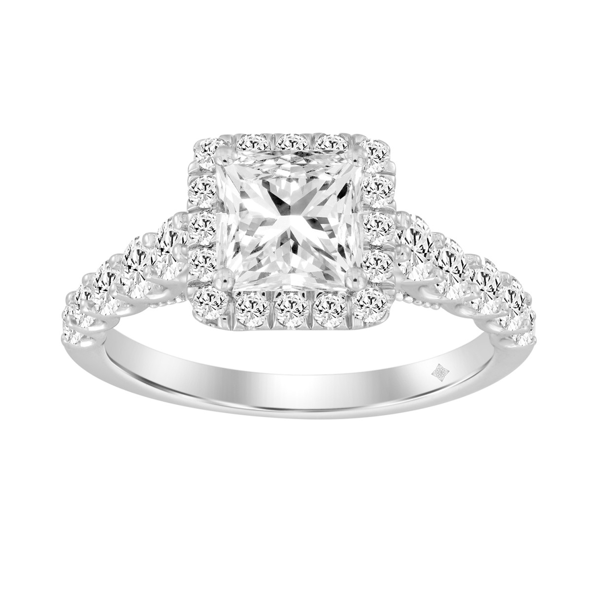 LADIES BRIDAL SET 2 1/2CT ROUND/PRINCESS DIAMOND 14K WHITE GOLD (CENTER STONE PRINCESS DIAMOND 1CT )