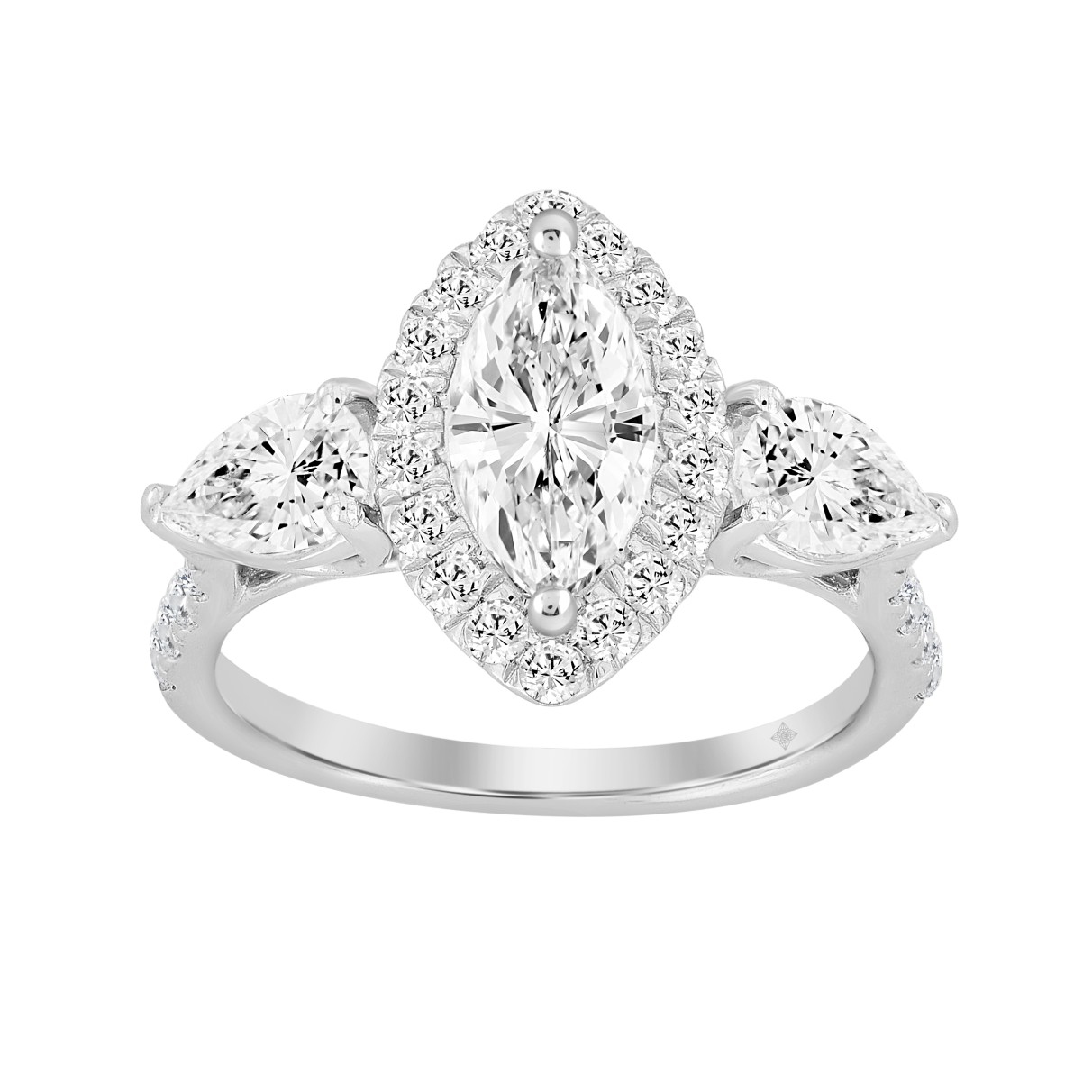 LADIES RING 2 1/2CT ROUND/MARQUISE/PEAR DIAMOND 14...