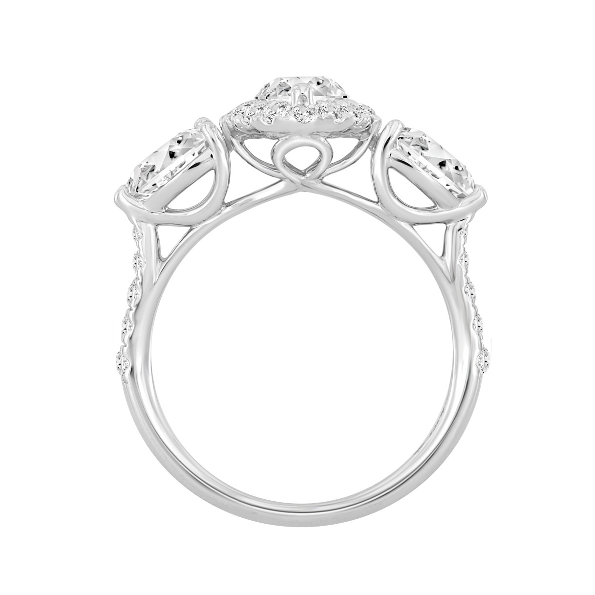 LADIES RING 2 1/2CT ROUND/MARQUISE/PEAR DIAMOND 14K WHITE GOLD (CENTER STONE MARQUISE DIAMOND 1CT )