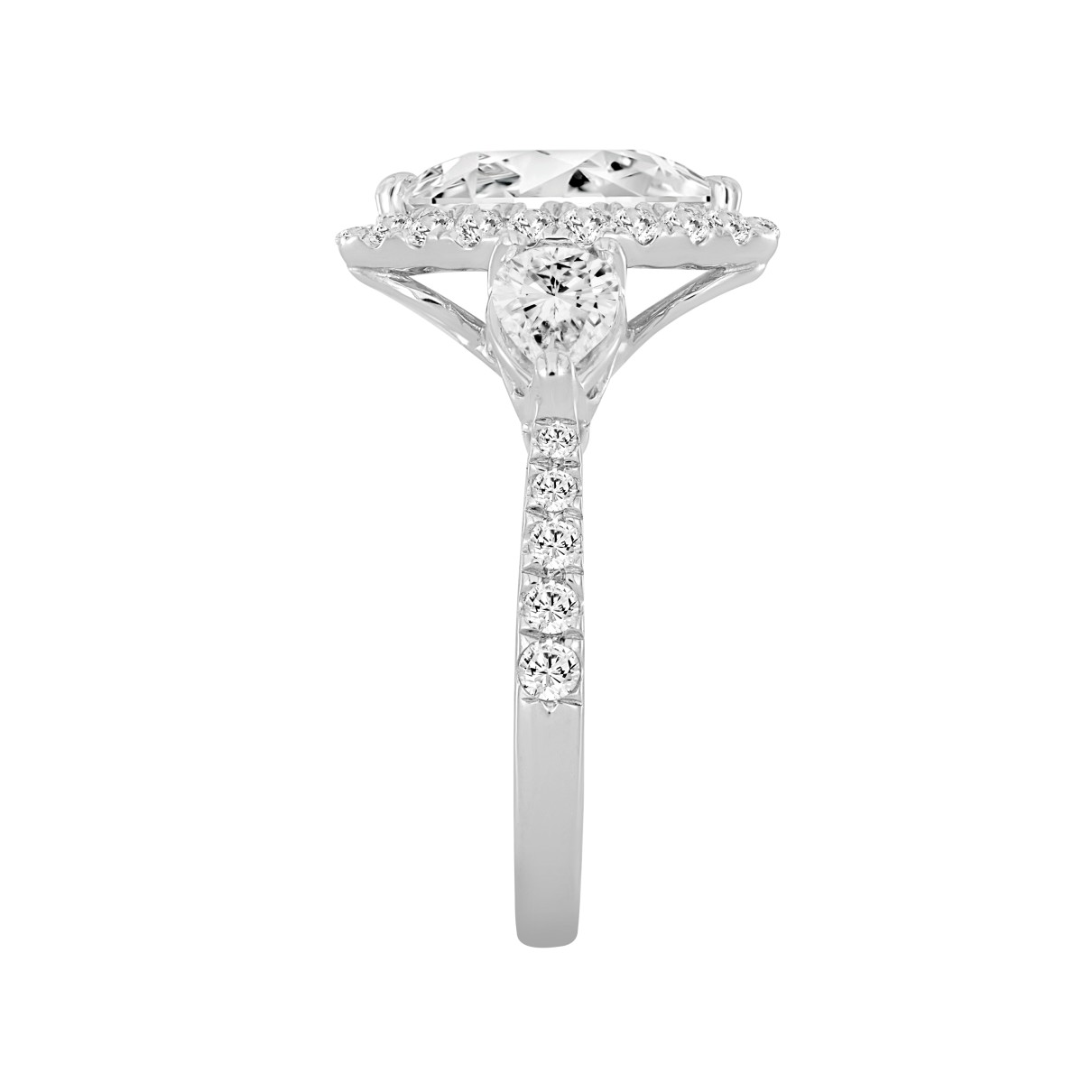 LADIES RING 2 1/2CT ROUND/MARQUISE/PEAR DIAMOND 14K WHITE GOLD (CENTER STONE MARQUISE DIAMOND 1CT )