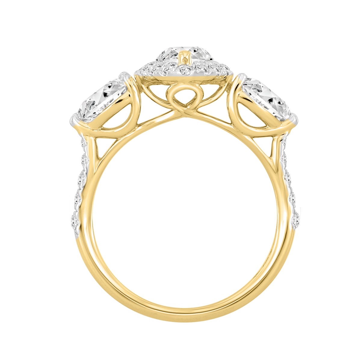 LADIES RING 2 1/2CT ROUND/MARQUISE/PEAR DIAMOND 14K YELLOW GOLD (CENTER STONE MAEQUISE DIAMOND 1CT )