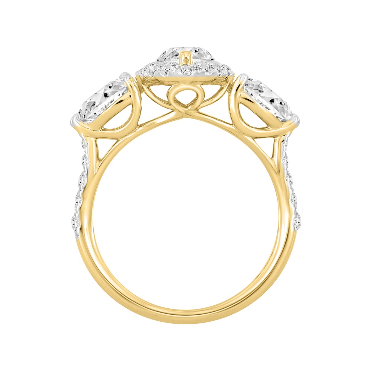 LADIES RING 2 1/2CT ROUND/MARQUISE/PEAR DIAMOND 14K YELLOW GOLD (CENTER STONE MAEQUISE DIAMOND 1CT )