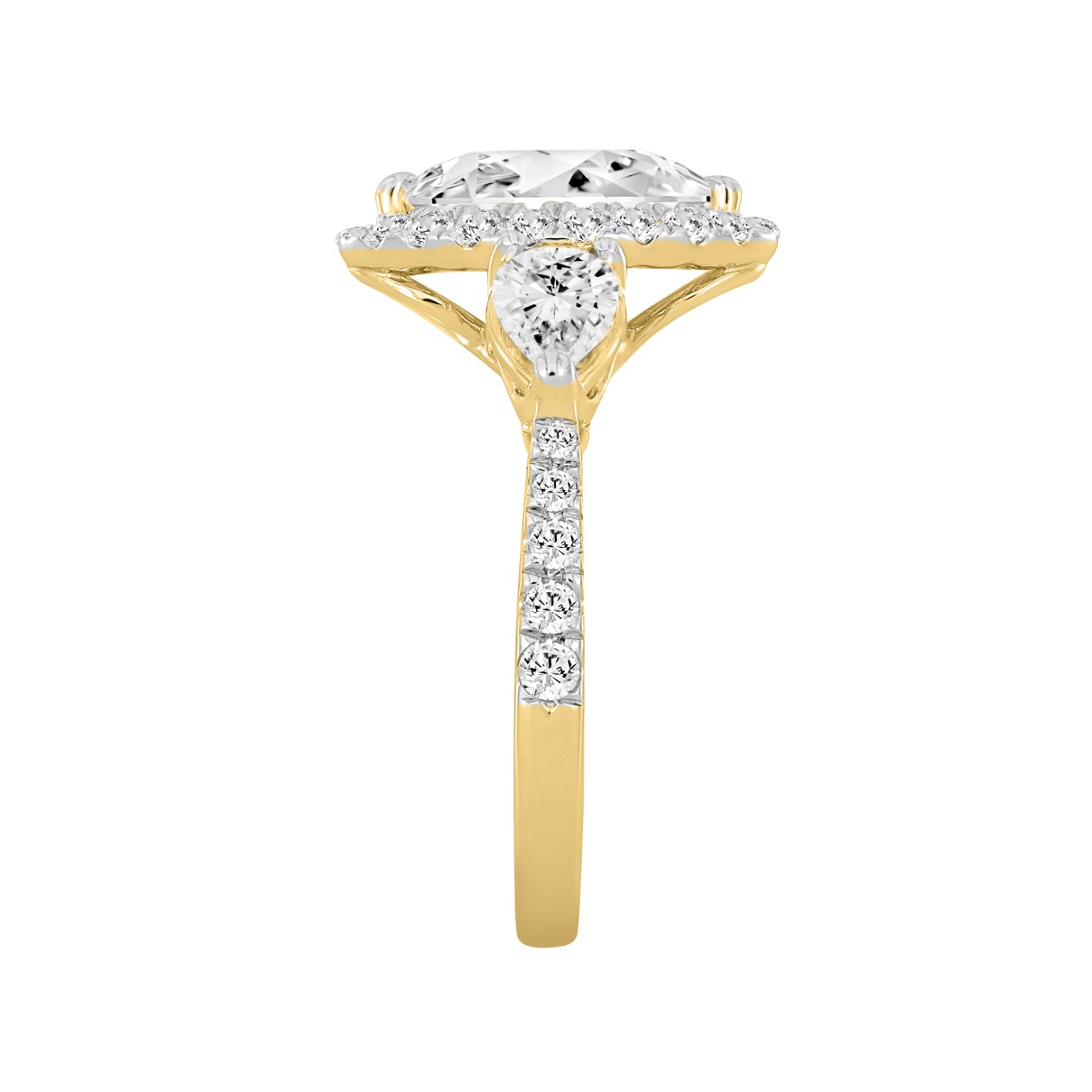 LADIES RING 2 1/2CT ROUND/MARQUISE/PEAR DIAMOND 14K YELLOW GOLD (CENTER STONE MAEQUISE DIAMOND 1CT )