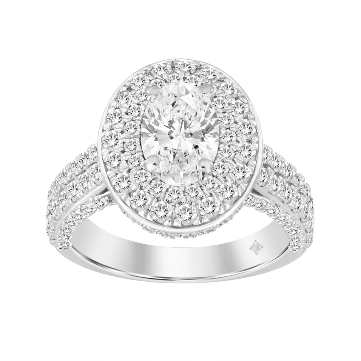 LADIES BRIDAL SET 3CT ROUND/OVAL DIAMOND 14K WHITE...