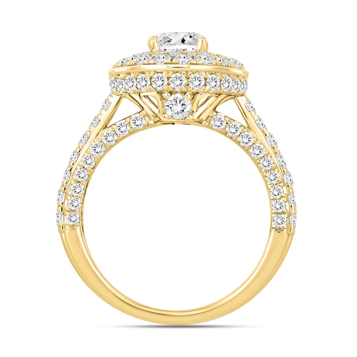 LADIES BRIDAL SET 3CT ROUND/OVAL DIAMOND 14K YELLOW GOLD (CENTER STONE OVAL DIAMOND 1CT )