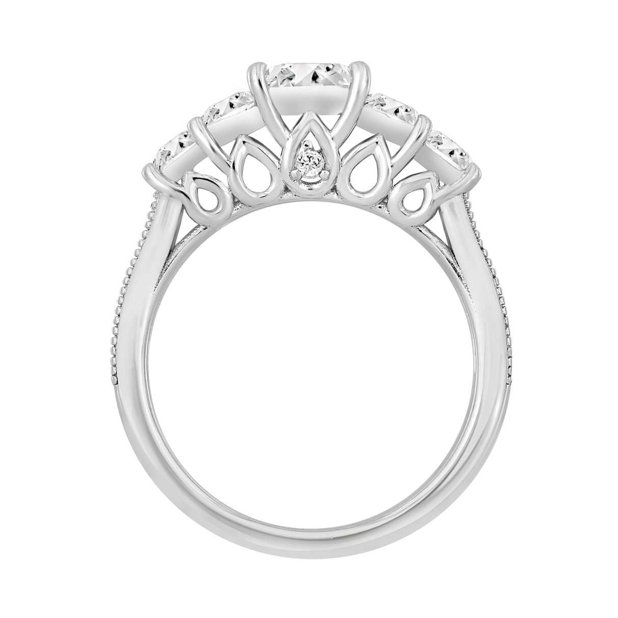 14K WHITE GOLD 3 1/2CT ROUND/PRINCESS DIAMOND LADIES BRIDAL SET (CENTER STONE PRINCESS DIAMOND 3/4CT )