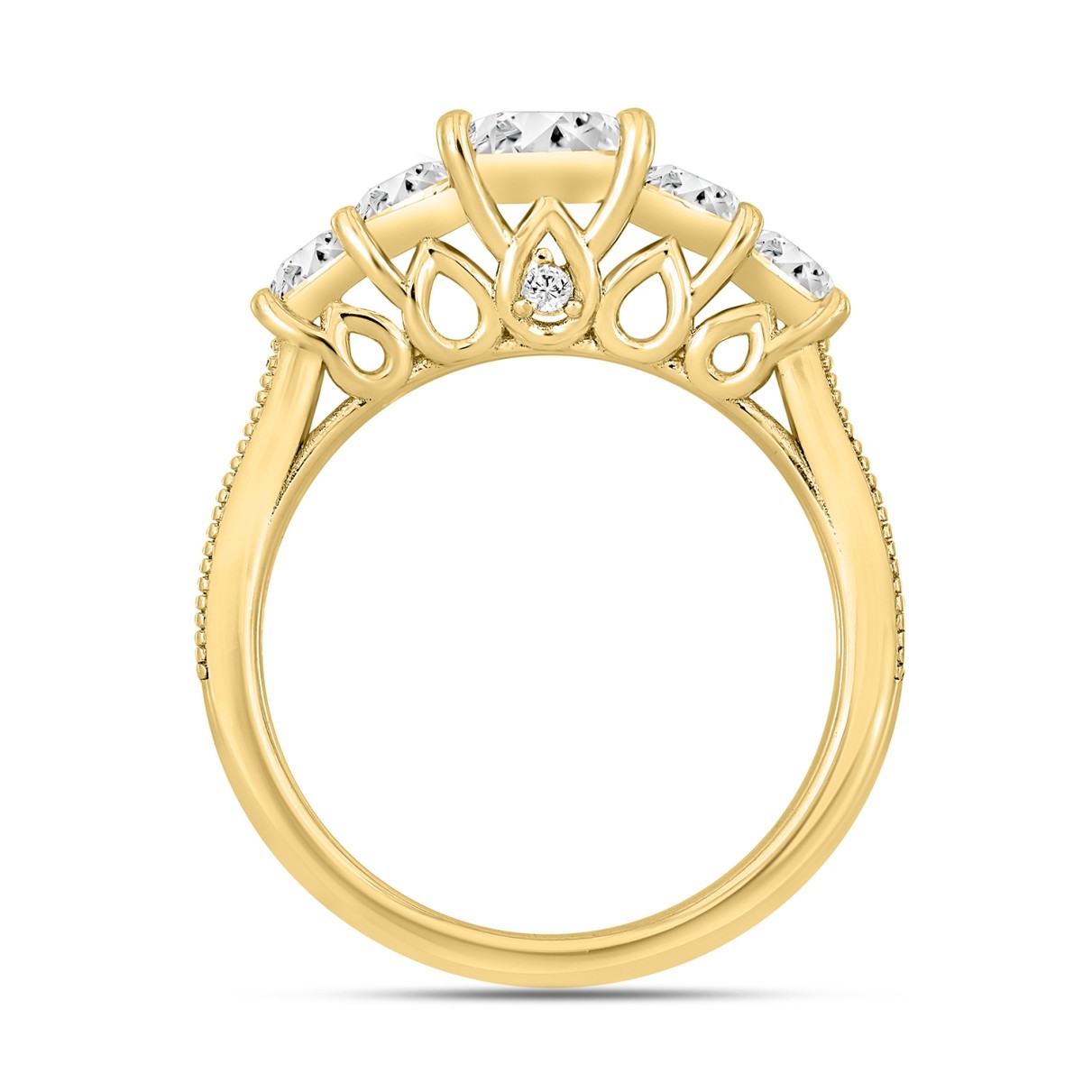 14K YELLOW GOLD 3 1/2CT ROUND/PRINCESS DIAMOND LADIES BRIDAL SET (CENTER STONE PRINCESS DIAMOND 3/4CT )