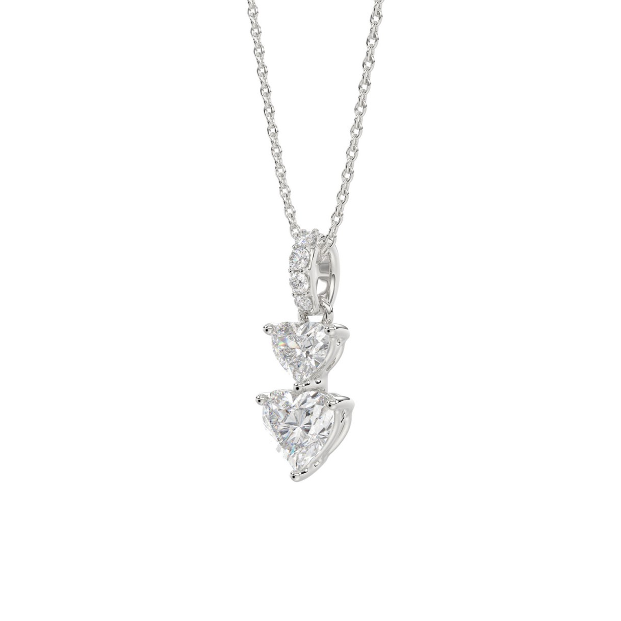 LADIES PENDANT 7/8CT ROUND/HEART DIAMOND 14K WHITE GOLD WITH CHAIN