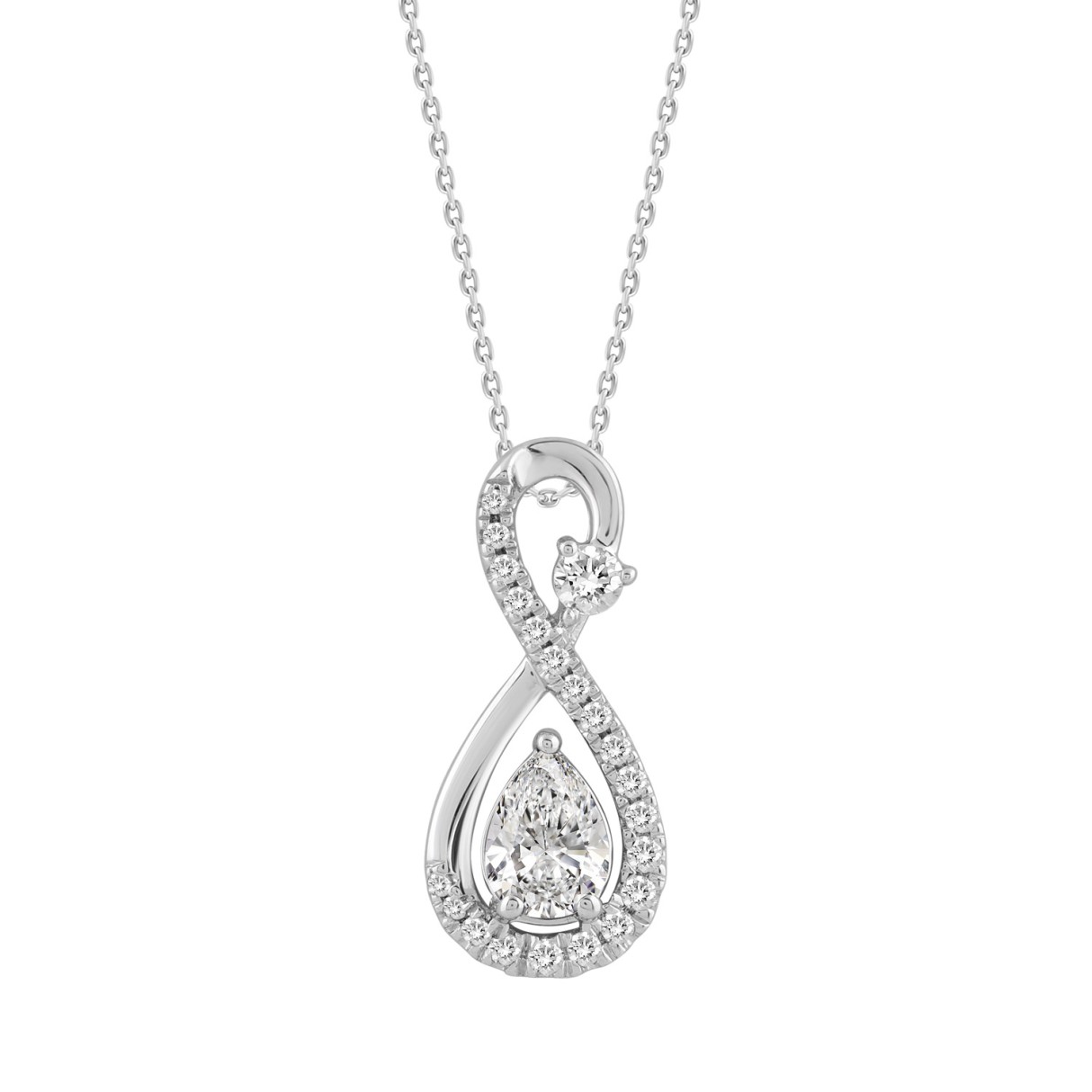 14K WHITE GOLD 3/4CT ROUND/PEAR DIAMOND LADIES PEN...