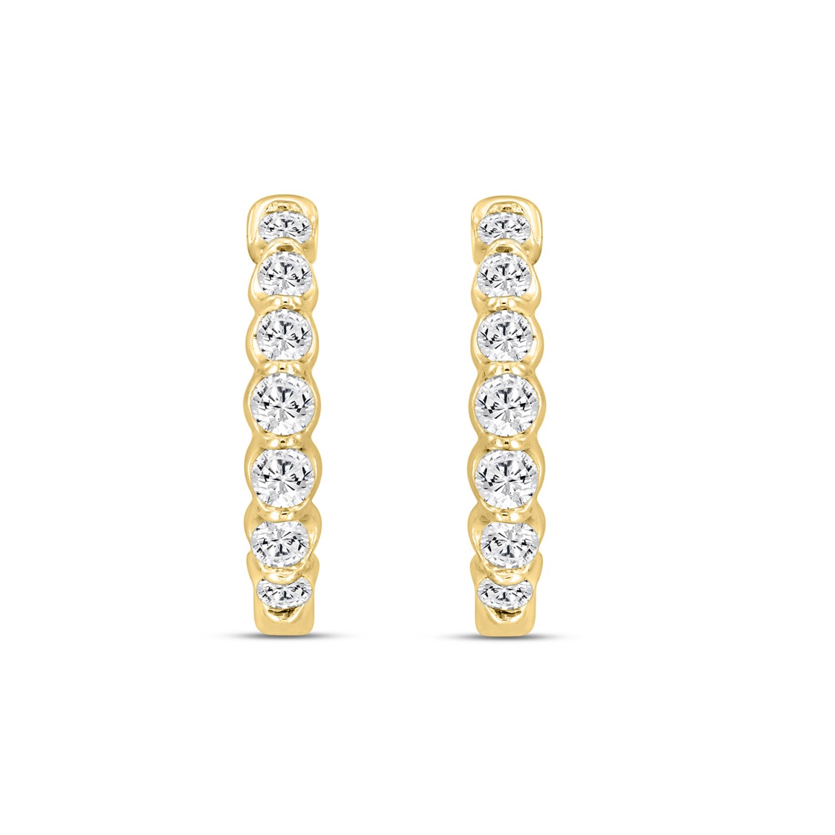 Elegant 3/4Ct Round Brilliant Diamond Hoop Earrings In 10K Yellow Gold - Everyday Fine Jewelry (Color F-G -Clarity Vs1/Vs2)