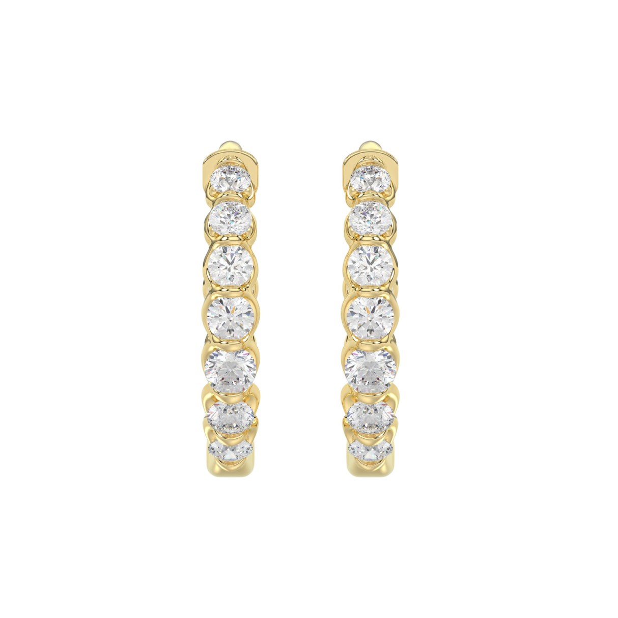 Elegant 10K Yellow Gold 3/4Ct Lab Grown Round Diamond Ladies Hoop Earrings