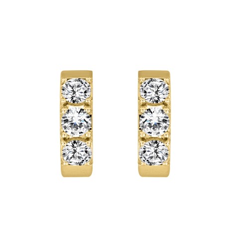 14K YELLOW GOLD 1 1/2CT ROUND DIAMOND LADIES HOOPS EARRINGS 