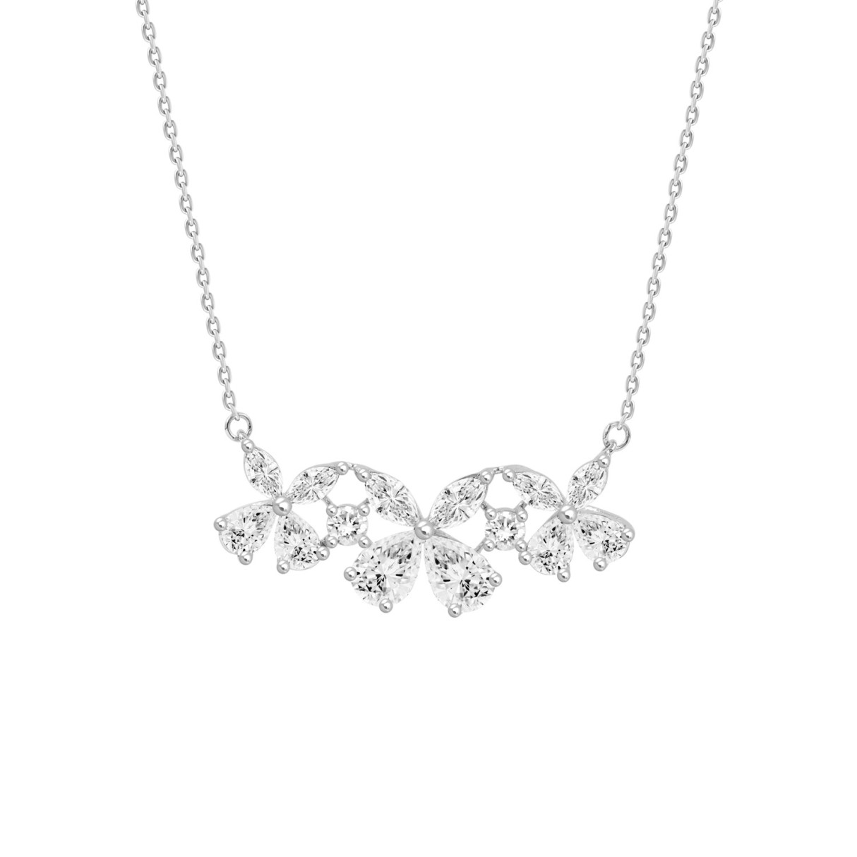 14K WHITE GOLD 2.00CT ROUND/MARQUISE/PEAR DIAMOND LADIES NECKLACE